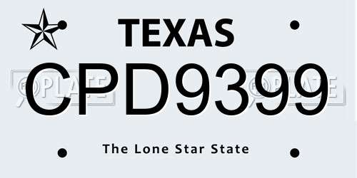 CPD9399 Texas License Plate
