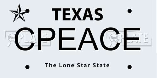 CPEACE Texas License Plate