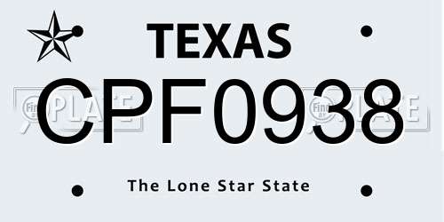 CPF0938 Texas License Plate
