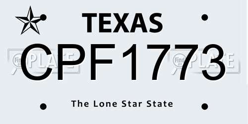 CPF1773 Texas License Plate