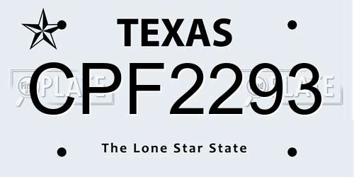 CPF2293 Texas License Plate