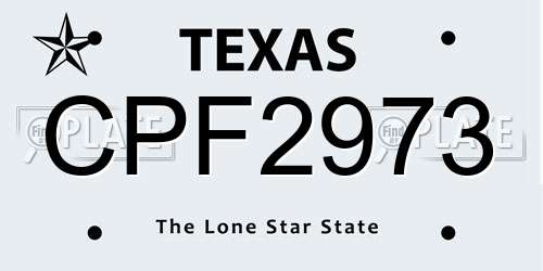 CPF2973 Texas License Plate