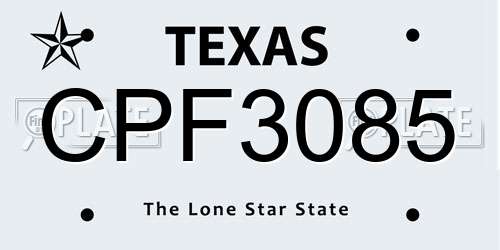 CPF3085 Texas License Plate