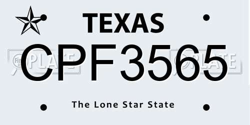 CPF3565 Texas License Plate