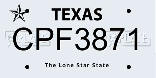 CPF3871 Texas License Plate