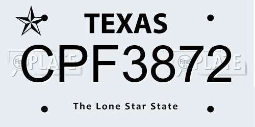 CPF3872 Texas License Plate