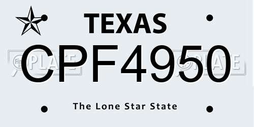 CPF4950 Texas License Plate