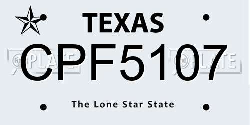 CPF5107 Texas License Plate