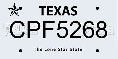 CPF5268 Texas License Plate