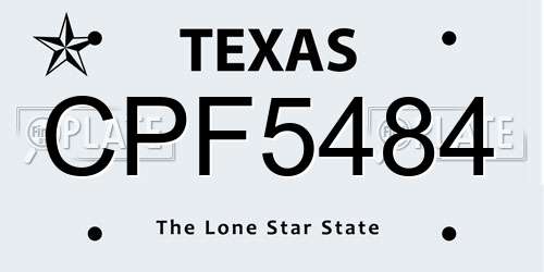 CPF5484 Texas License Plate
