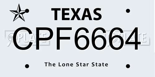 CPF6664 Texas License Plate