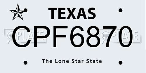 CPF6870 Texas License Plate