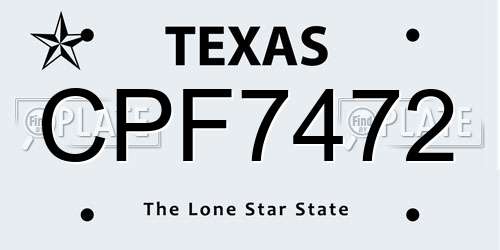 CPF7472 Texas License Plate