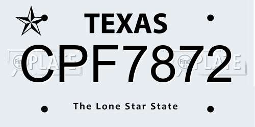 CPF7872 Texas License Plate