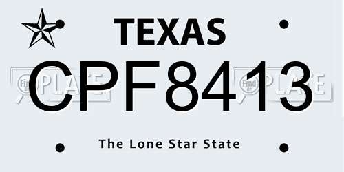 CPF8413 Texas License Plate