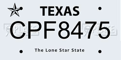 CPF8475 Texas License Plate