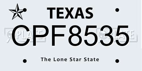 CPF8535 Texas License Plate