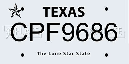 CPF9686 Texas License Plate