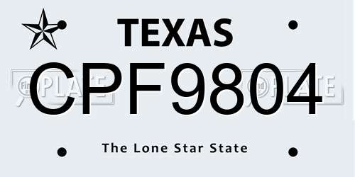 CPF9804 Texas License Plate