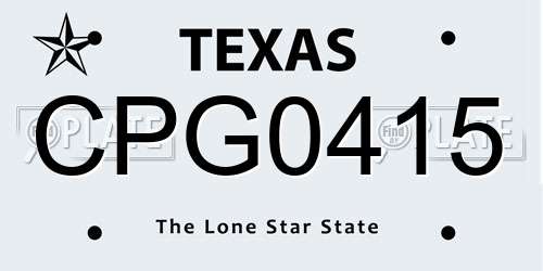 CPG0415 Texas License Plate