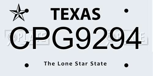 CPG9294 Texas License Plate