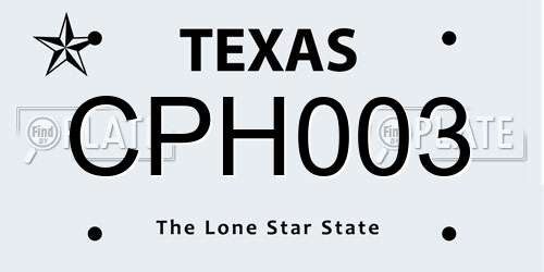 CPH003 Texas License Plate