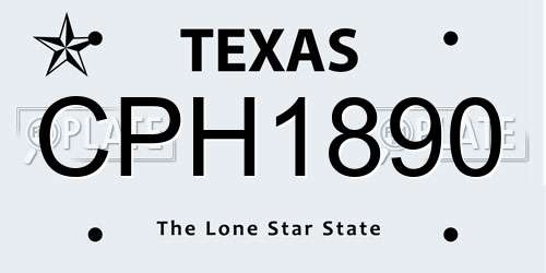 CPH1890 Texas License Plate