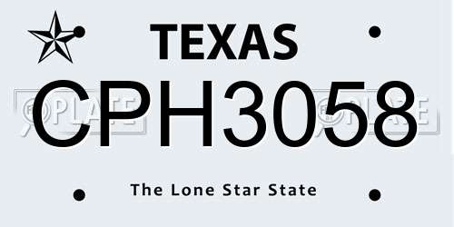 CPH3058 Texas License Plate