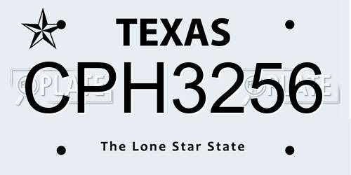 CPH3256 Texas License Plate