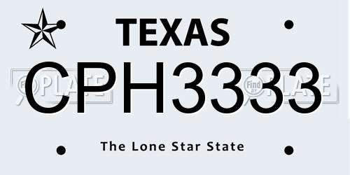 CPH3333 Texas License Plate