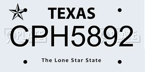 CPH5892 Texas License Plate