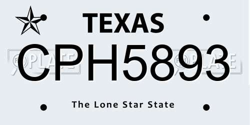 CPH5893 Texas License Plate