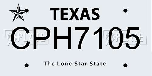 CPH7105 Texas License Plate