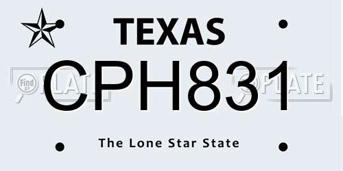 CPH831 Texas License Plate