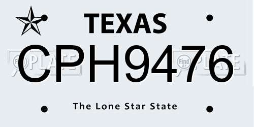 CPH9476 Texas License Plate