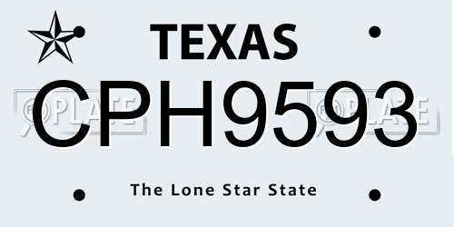 CPH9593 Texas License Plate