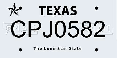 CPJ0582 Texas License Plate