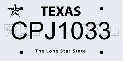 CPJ1033 Texas License Plate