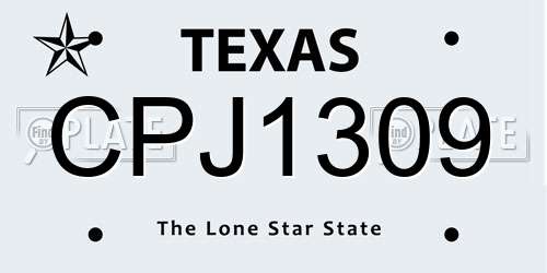 CPJ1309 Texas License Plate
