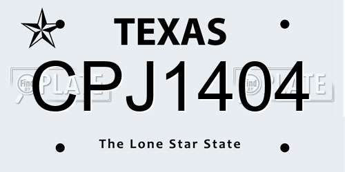 CPJ1404 Texas License Plate