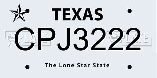 CPJ3222 Texas License Plate