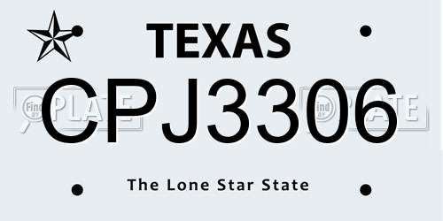 CPJ3306 Texas License Plate