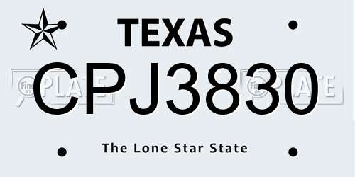 CPJ3830 Texas License Plate