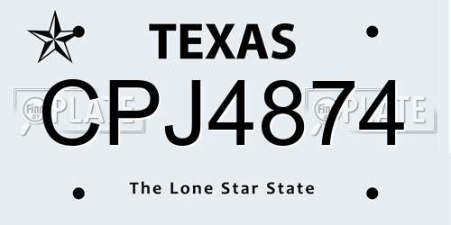 CPJ4874 Texas License Plate