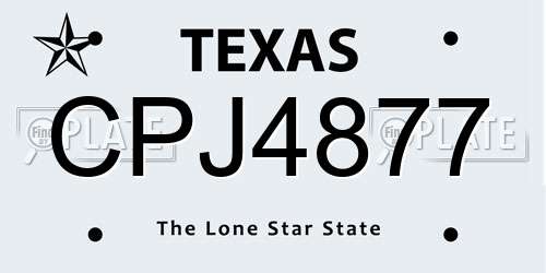 CPJ4877 Texas License Plate