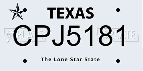 CPJ5181 Texas License Plate