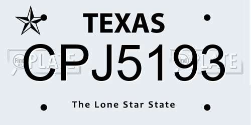 CPJ5193 Texas License Plate