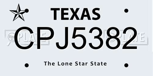 CPJ5382 Texas License Plate