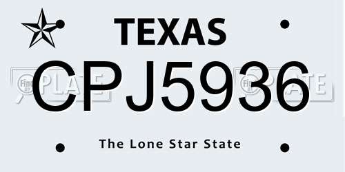CPJ5936 Texas License Plate