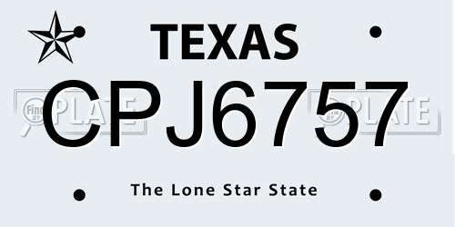 CPJ6757 Texas License Plate